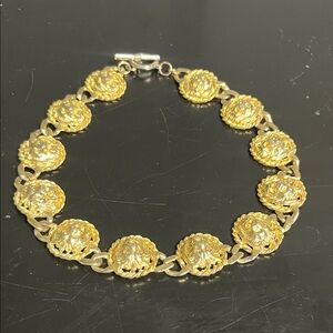 Anne Klein matte gold-tone lion's head link choker/collar necklace